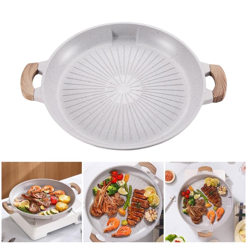 Functional Nonstick Barbecue Tray Efficient Aluminum BBQ Frying Pan Round Grill Tray For Home Kitchens And Outdoor Use