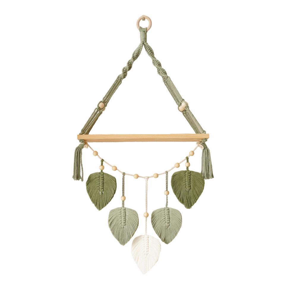 Nordic Style Handwoven Wall Hanging Leaf Tapestry Shelf Decoration