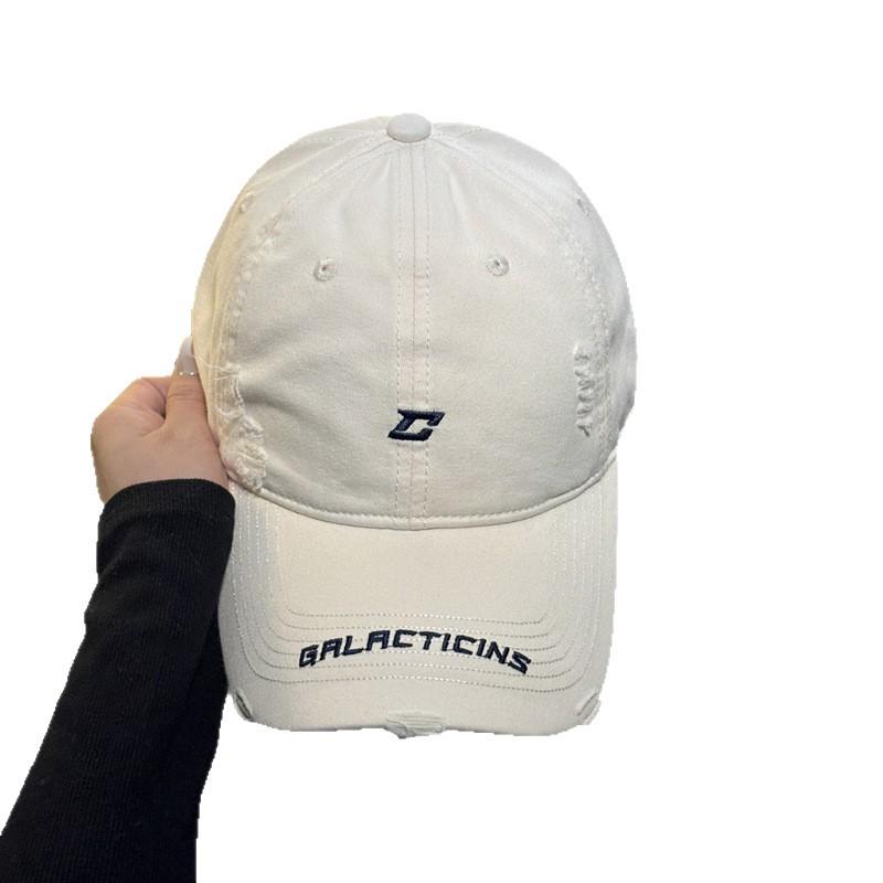 Spring and Summer Edging Holes Embroidery Letters Baseball Cap Women Simple Fashion Versatile Hat Big Head Circumference Cap Men