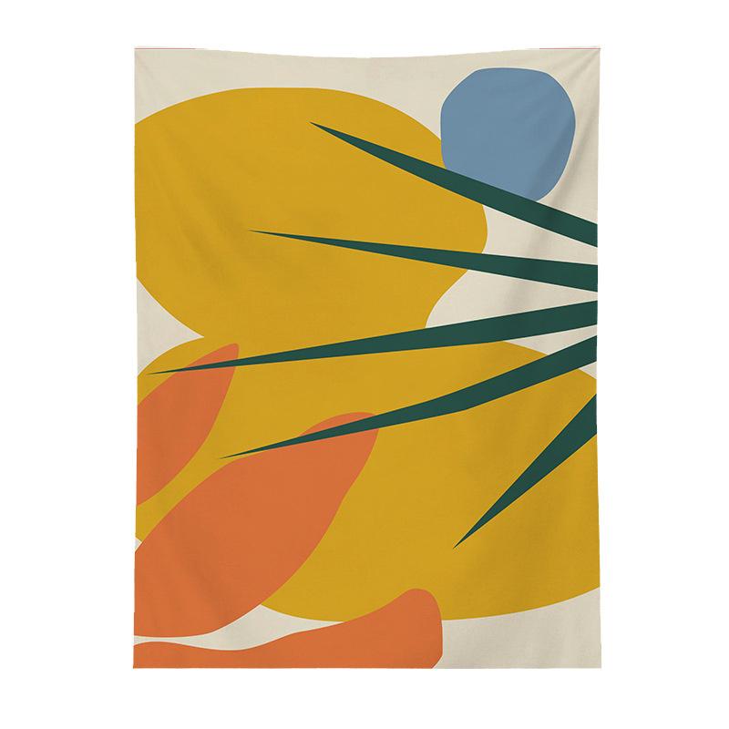 Geometric Color Block Printing Tapestry Rainbow Color Leaves Flowers Tapestry Landscape Tapestry