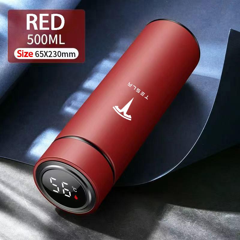 

Temperature Display Thermos Cup Stainless Steel Divided Thermos Bottle For Tesla Model 3 S X Y Roadster SpaceX P75D P85D P90D красный