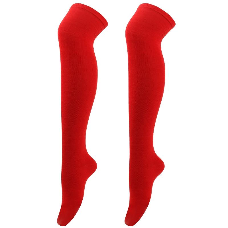 Women Girls Over Knee Long Socks Christmas Diagonal Striped Print Christmas Thigh High Stockings Holiday Party Hosiery