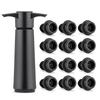 Stainless Steel & Black Vacuum Wine Pump with Silicone Stopper