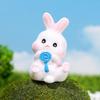 Mini Resin Rabbit Figurines with Radishes for Desktop or Car Decoration