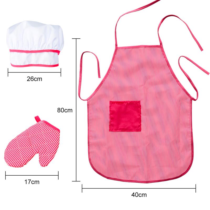 11 Pcs/Set Children Kids Cooking Kitchen Role Pretend Stripe Red Chef Play Gift Toy with Apron Hat