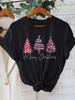 Christmas Themed Printed Short Sleeve TShirt with Three Christmas Fashion Print WoUnisexs Top Casual Wear Summer Fashion Clothing