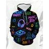 Neon Electronic Music Party Theme Men'S Casual 3D Printed Sweatshirt 2pcs Set