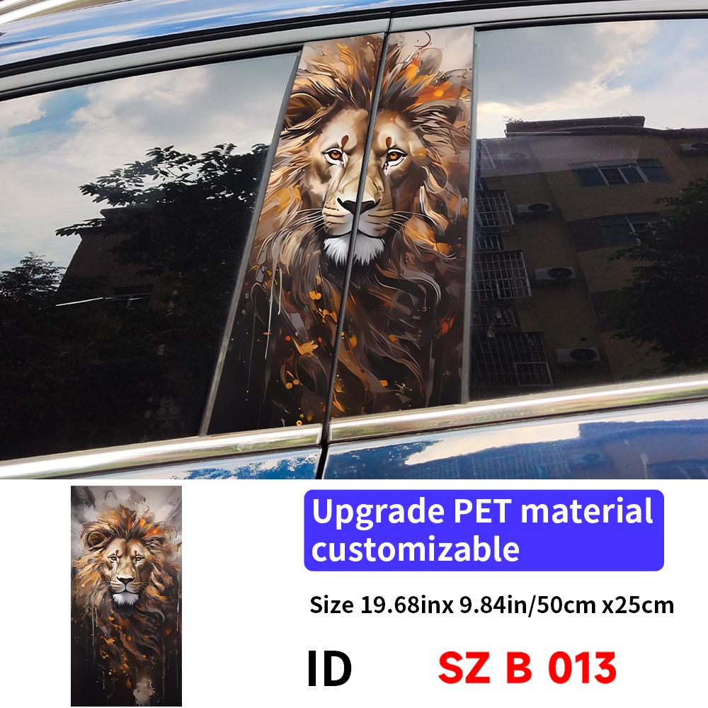 Lion Car Stickers Car B-pillar Decal Waterproof Stickers Auto Center Pillar Sticker Cover Scratches Vehicle Decor Accessories