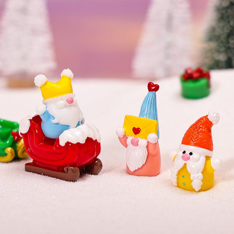 Weihnachten Niedliche Hexe, Zwerg, Weihnachtsmann, Kunstharzhandwerk Dekorative Artikel, Kleine Ornamente und Accessoires