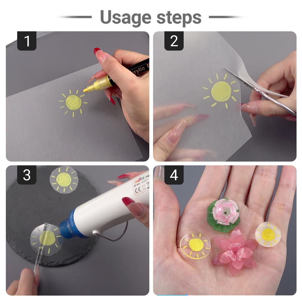 10pcs BOPS Thermal Heat Shrink Paper Shrinkable Paper Film Translucent Sheets Blank Shrink Art Film Paper For DIY 14.5x20cm