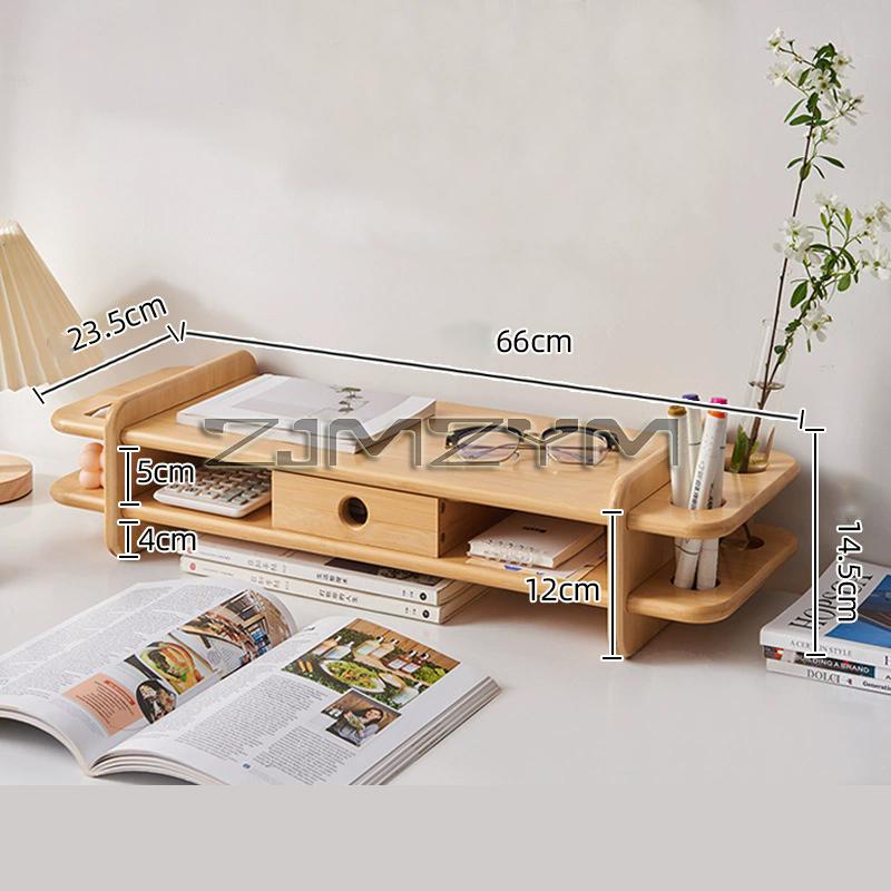 Monitor Stand Riser Bamboo Monitor Holder Desk Support Keyboard Mouse Organizer PC Screen Stand Office Storage