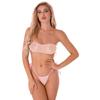 Damen Micro-Bikini-Set, Mini-Triangel-Oberteil, G-String, Tanga, Badebekleidung, Strandmode