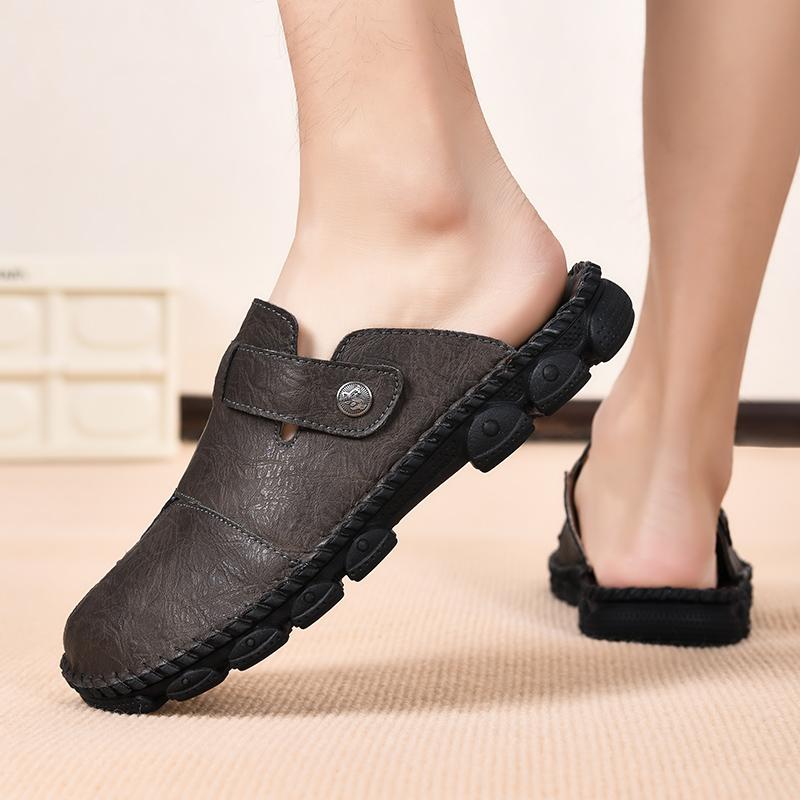Summer Men's Leather Sandals Slippers Beach Sandals Outdoor Rubber Flip Flops Men Water Trekking Sandals