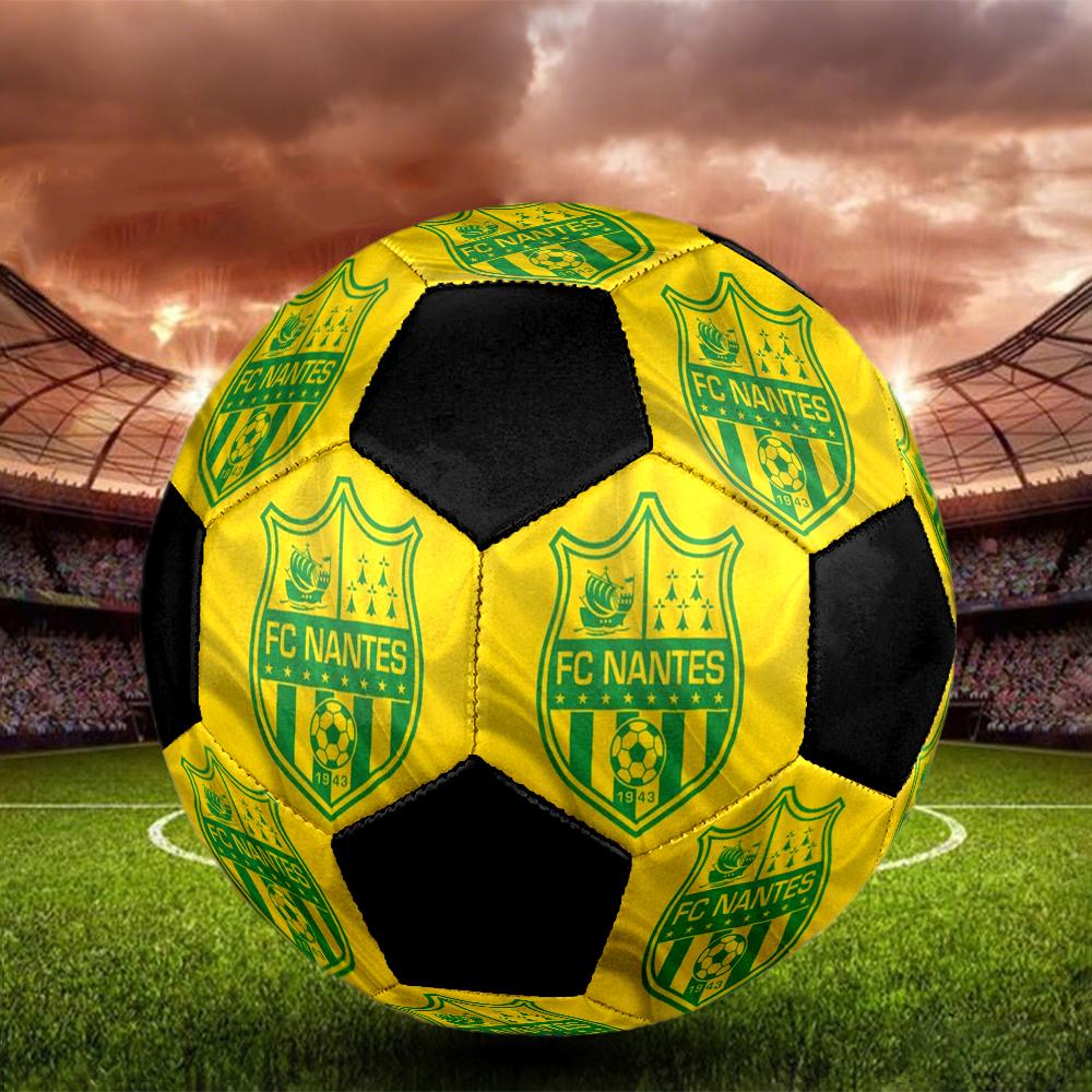 FC Nantes Indoor Soccer Ball Colorful Machine Stitched PVC Size 5 Team Training Competition Ready Durable High-Bounce Cool Sports Gift