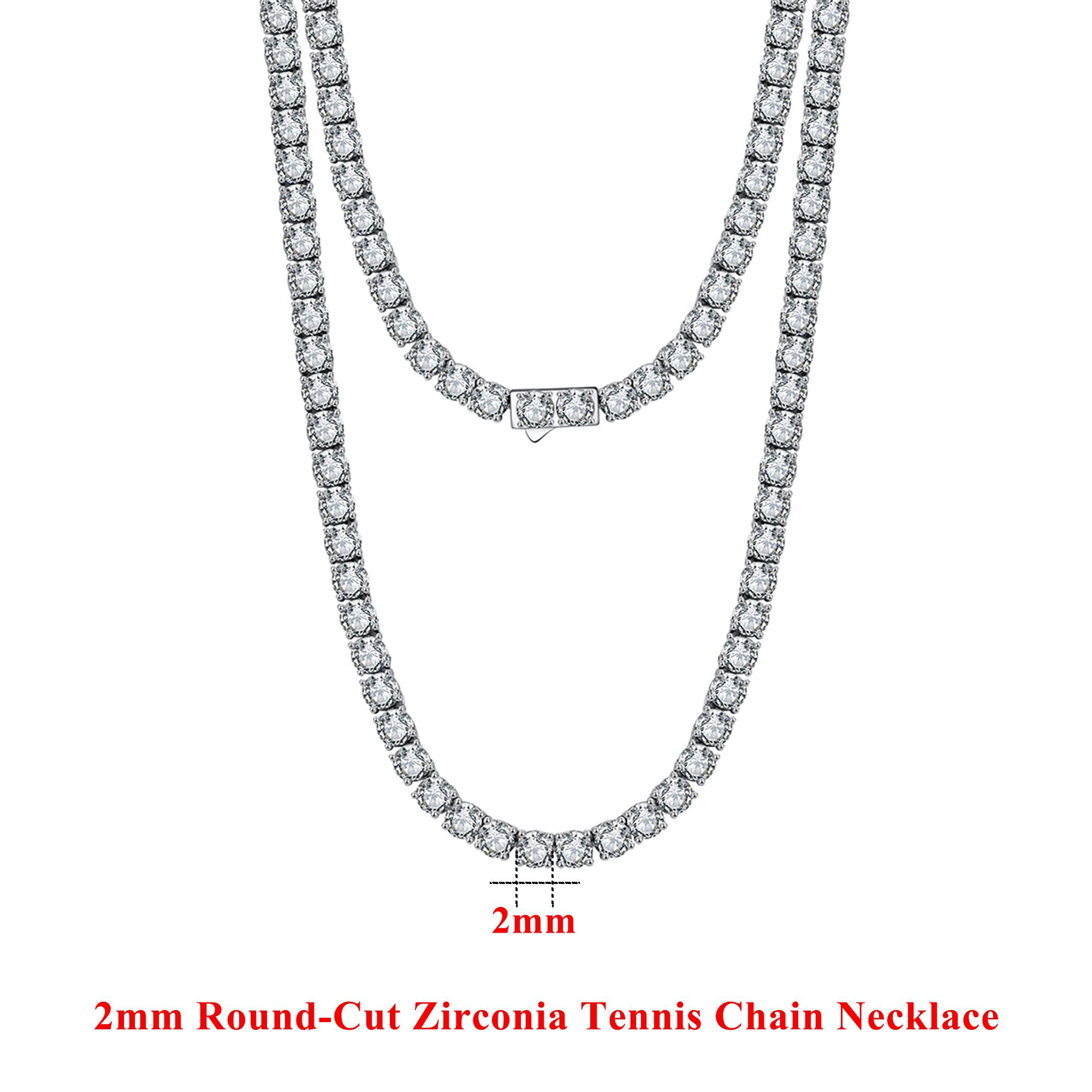 

Effie Queen 2MM/3MM/4MM Tennis Necklace Top Quality 100% 925 Sterling Silver Shiny Party Zircon CZ Neck Chain Fine Jewelry SC73 40cm