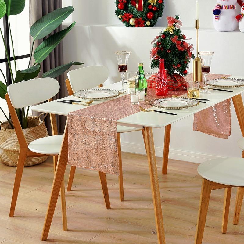 12 "x 108" Glitter Pailletten Tisch Läufer Tuch Hochzeit Läufer Rose Gold Silber Sparkly