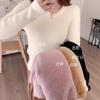 Slim-fitting and thin turtleneck fleece thickened sweater women's integrated fleece semi-inner and outer wear knitted sweater top