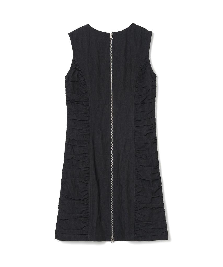 Milo Woman Shirred Zip-Up Mini Dress [Black]