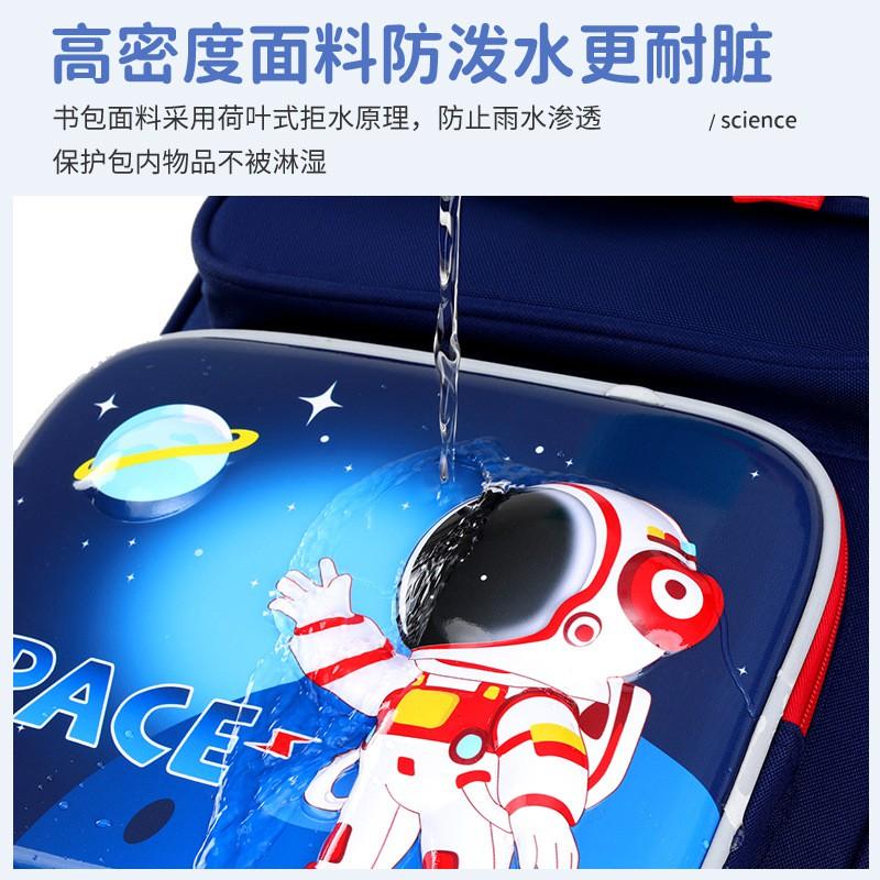 Lightweight Kids School Backpack Grades 1-2 Astronaut Theme Cartoon Design Oxford Fabric With Ergonomic Curved Straps