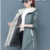 Autumn and Winter Plus Velvet Mid-length Overcoat Women's Slim  All-match Hooded Parka Jacket Female Flocking Trench Coat