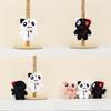 Fluffy White Black Pink Cat Plush Toy Keychain Adorable Big Eye Doll For Bags