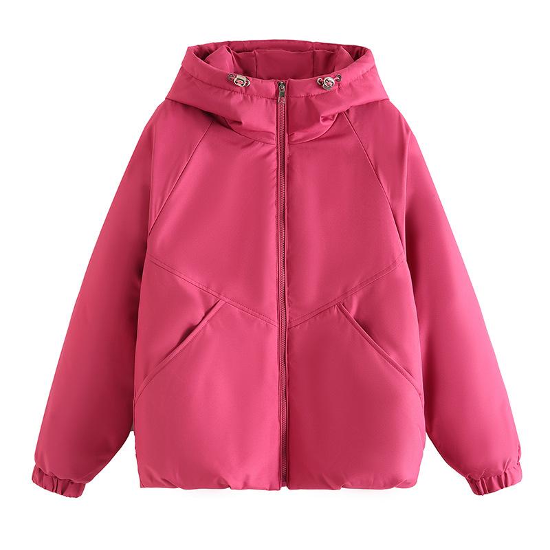 Autumn and winter new hooded padded short jacket drawstring casual loose long-sleeved jacket cotton jacket