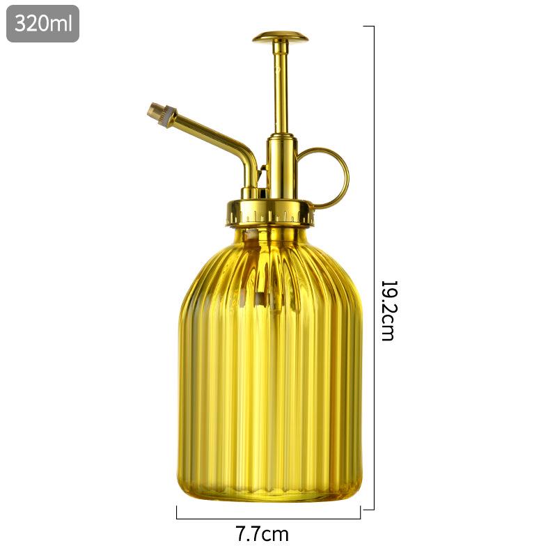 Creative Hand-Press Glass Watering Spray Bottle with Vertical Stripe Design