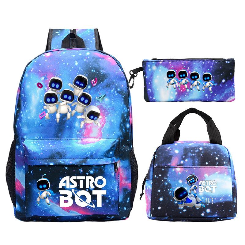 Game Astro bot peripheral printing fashion primary and secondary school students schoolbag three-piece set multi-function large capacity