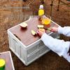 Portable Folding Storage Box with Wooden Lid