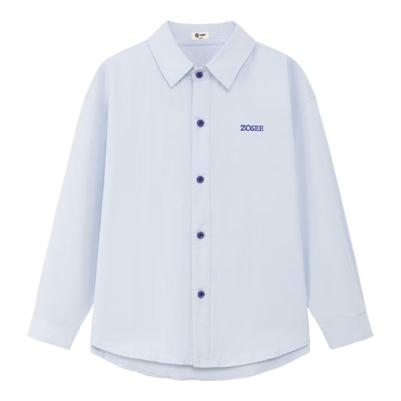 Zuoxi Boy s 2025 Spring/Autumn Pure Cotton Long-Sleeve Shirt 140