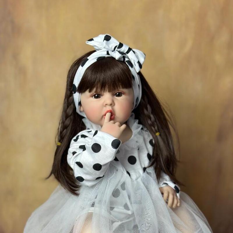 BZDOLL 55 CM Realistic Reborn Baby Full Vinyl Girl Doll Lifelike 22 Inch Princess Toddler Art Bebe Christmas Gifts for Child