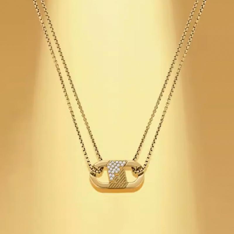 Emporio Armani Love Series Interlocking Necklace Women necklace Gold EGS3174710