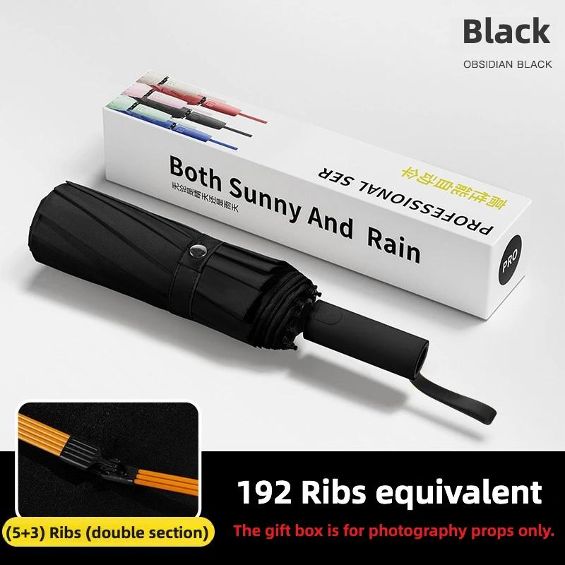 Windproof Automatic Folding Umbrella, Large Reinforced 192 Ribs, UV UPF 50 + Sun & Rain Protection Umbrellas for Men and Women