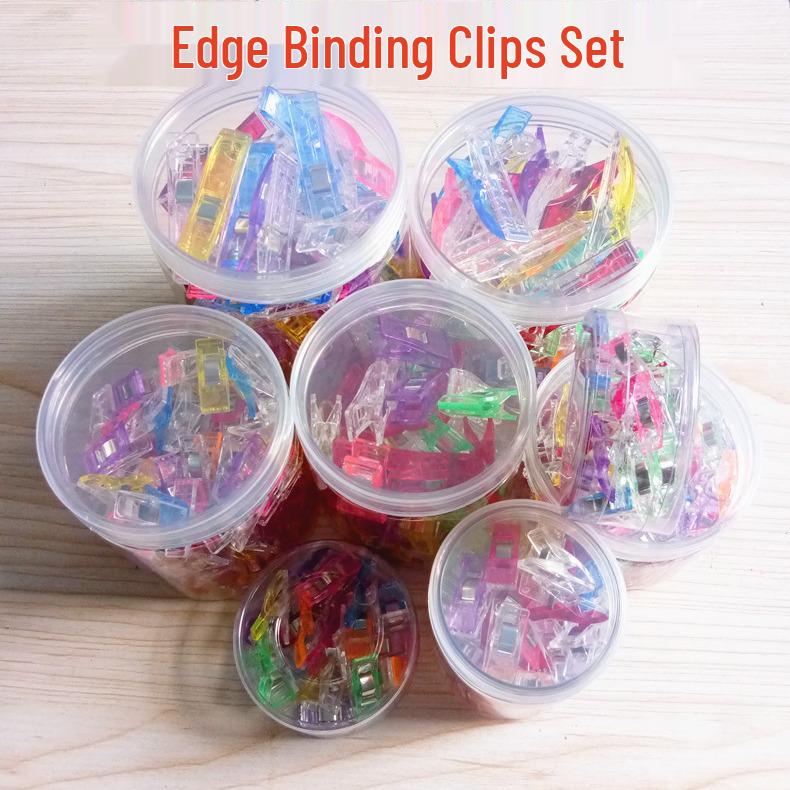 Mini Japanese Edge-Binding Hatchet with Red & White Transparent Plastic Patchwork Sewing Clips