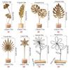 Nordic Iron Art Ginkgo Leaf Statue Sculpture with Wood Base Desktops Decorations Home Living Room Book Shelf Ornament