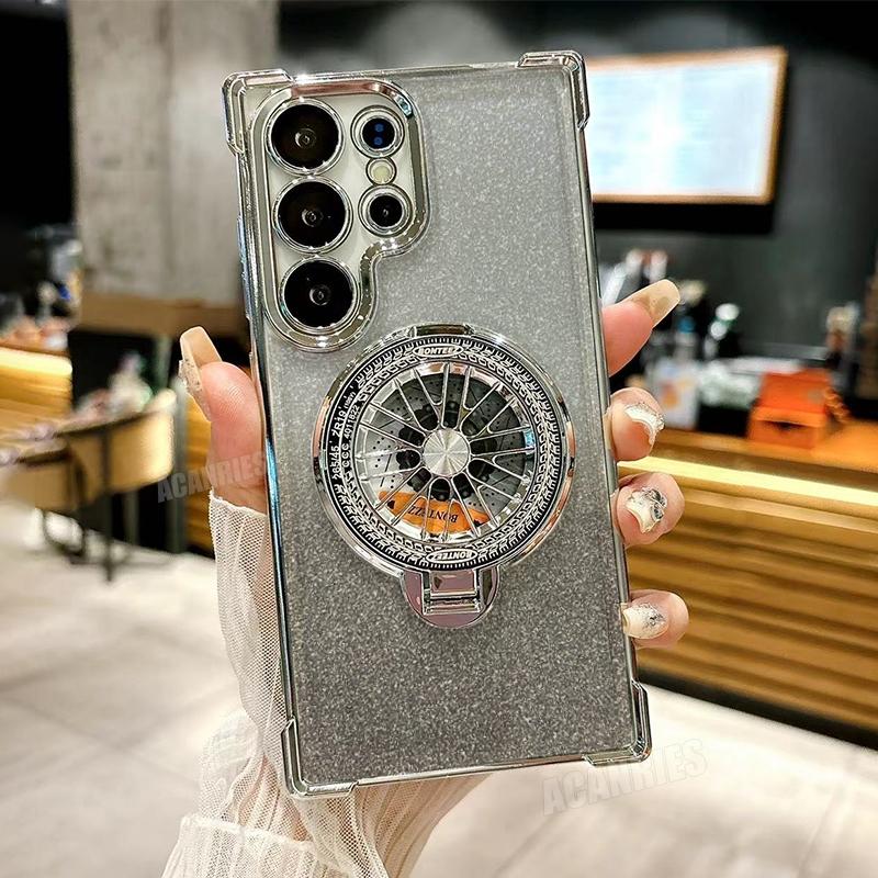 

S24 S23 S22 S25 Гальваническое покрытие Вращающийся держатель Силиконовый чехол для Samsung Galaxy S25 S23 S22 S21 S20 S24 Fe Plus Ultra Чехол-подставка Note 20 S24 Ultra