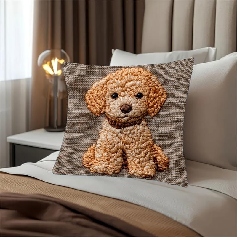 Golden Poodle Design Cushion Covers Chair Living Room Pillowcase Cozy Zipper Sofa Pillow Covers Bedroom Indoor H Ome Decor