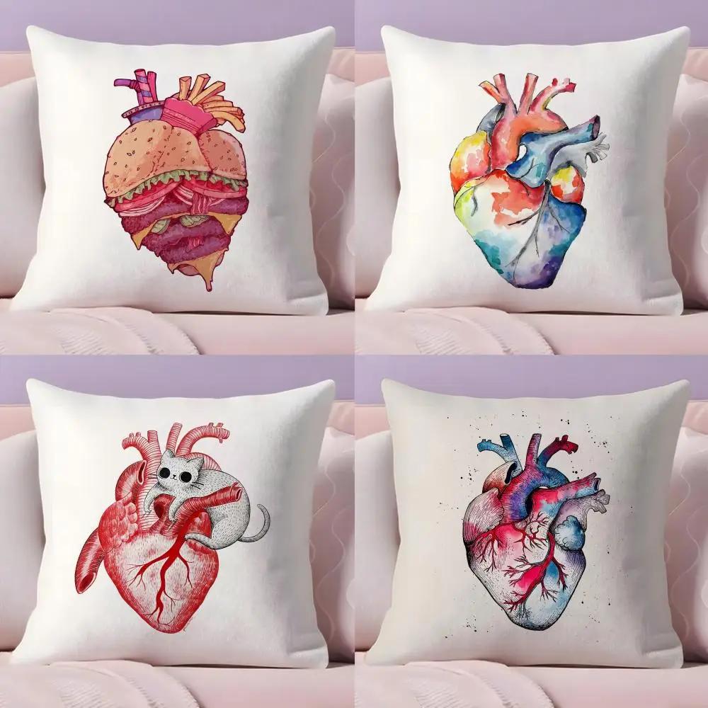 Heart Art Cushion Cover Short Plush DoubleSided Printing Home Machine Washable In Warm Winter Pillow Cover