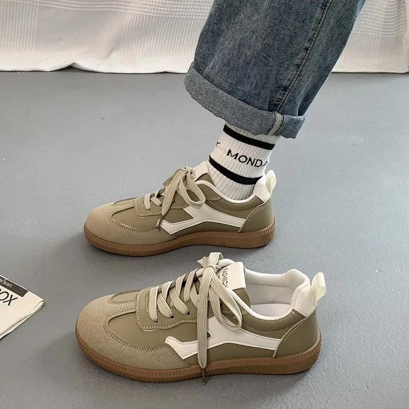 Ladies Shoes 2024 Front Lace-up Women's Vulcanize Shoes Fashion Color Matching Hot Sale Light Round Toe Comfortable Casual Shoes