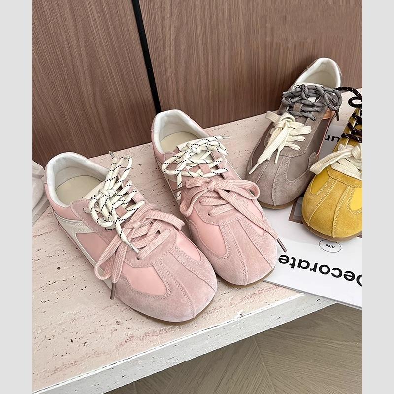 

У Су Иньинь такие же корейские женские высокие ~ шнурки в стиле ретро-мандаринки, немецкие кроссовки, женские новые туфли Форрест Гамп 2025 года, спортивная обувь 35 жёлтый