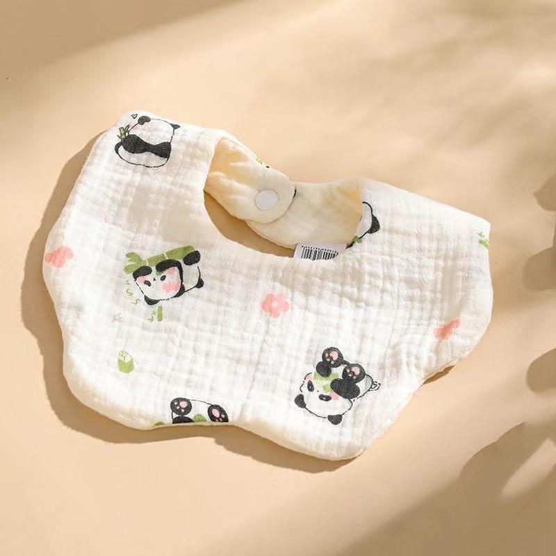 Cross-Border Six-Layer Cotton Crepe Baby Drool Bib - Pure Cotton Crinkled Gauze Marshmallow Bib