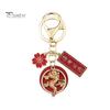 New Year Keychain Flower Dragon Pendant Best Wishes Polished Lobster Clip Lightweight Shoulder Bag Schoolbag Decoration Pendant Keyring