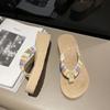 Fashion wear-resistant beach shoes Internet celebrity non-slip cool slippers women's 2025 summer new flip-flops women's middle heel outer wear