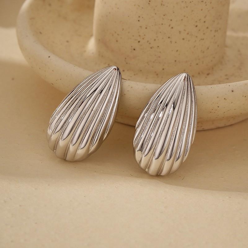 18K Gold Plated Geometric-shaped Stud Earrings Women Sterling Post Vintage Minimalist Fashion Jewelry
