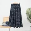Women's Chaotic Pleated Fashion Floral Half-body Skirt Spring and Summer New Cover Crotch Thin A-line Skirt Printing Splicing Cake Long Skirt