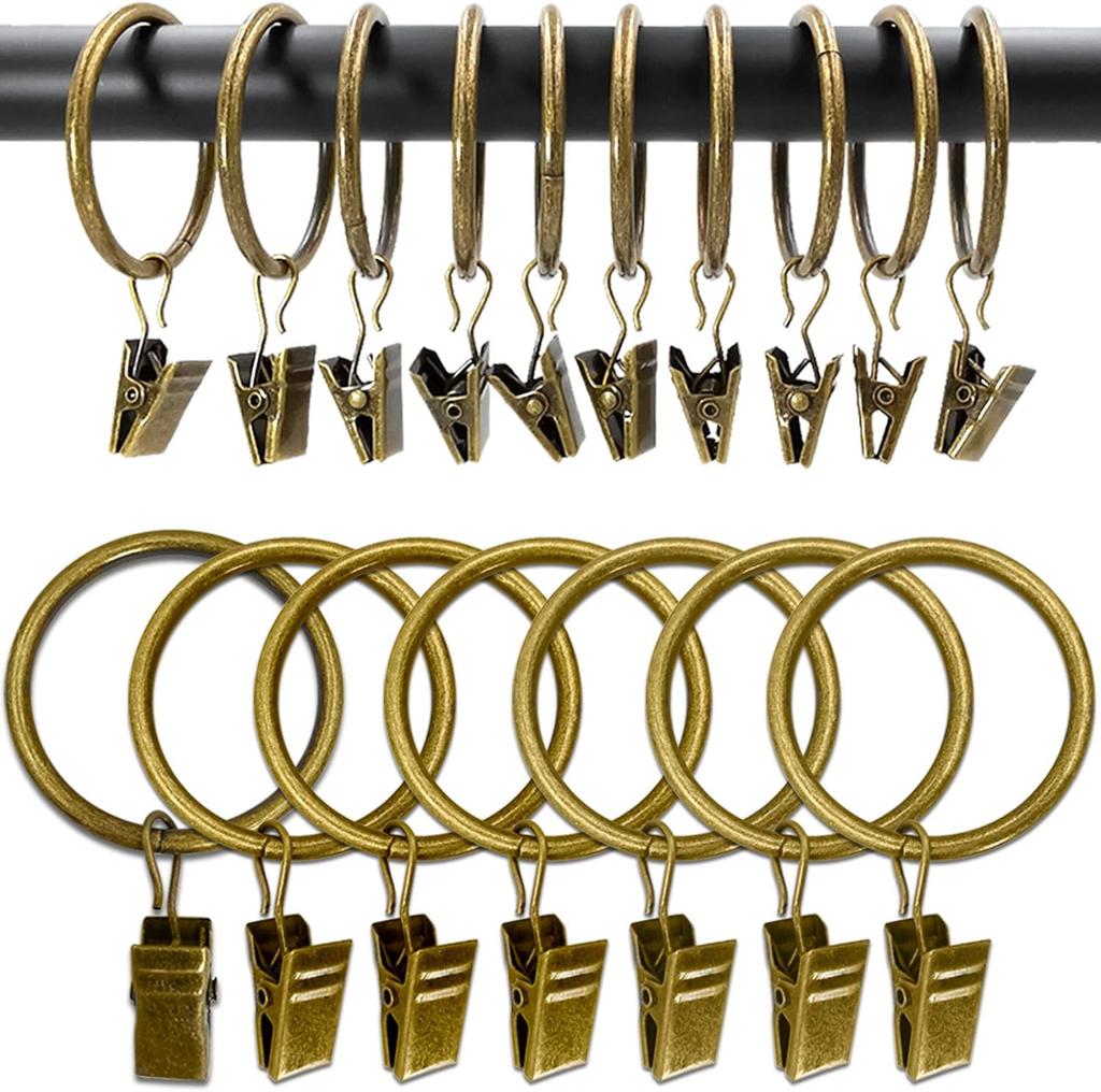 40 Pack Curtain Rings With Clips, Drapery Clips With Rings, Drapes Rings 1.5 In Interior Diameter, Fits Up To 1.2 In Curtain Rod, Black