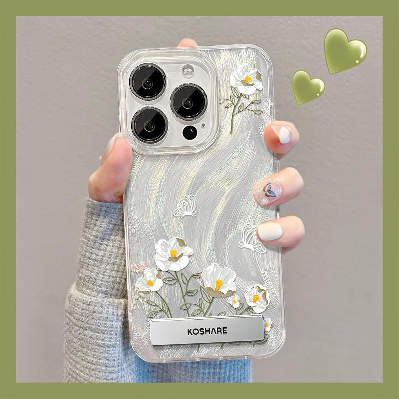 

Подходит для чехла для мобильного телефона Apple 15pm Iphone13pro Белый букет Подставка 14 Перьевая пряжа IMD Жесткий чехол 12 iPhone SE (2nd Generation)