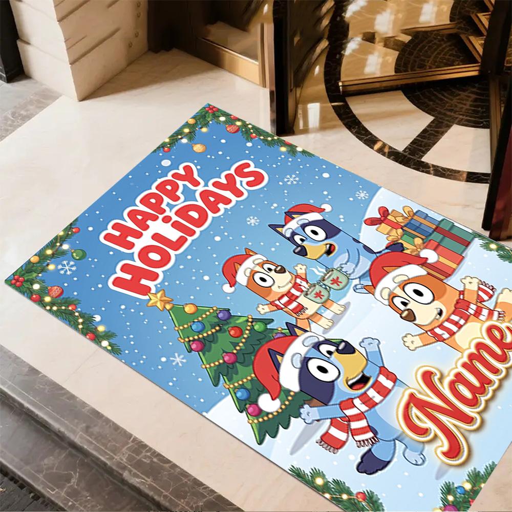 Halloween Bluebird Party Customize Text Floor Mat Design for Bedrooms Hallway Game Room Living Rooms Anti-slip Rug Office Home Decor