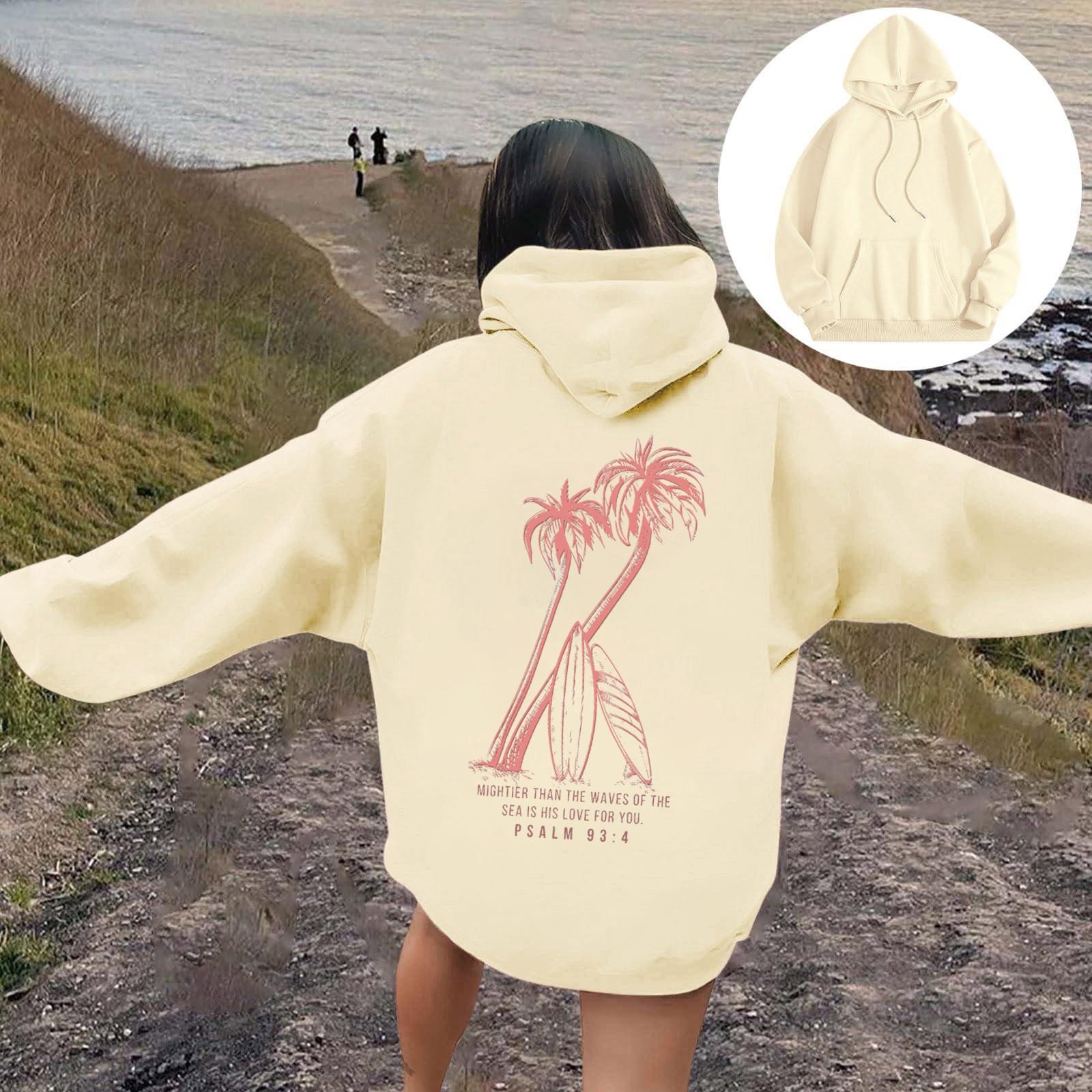 

Женская модная толстовка с длинным рукавом, принтом букв, капюшоном, завязками, большим карманом, толстовка сверху L бежевый