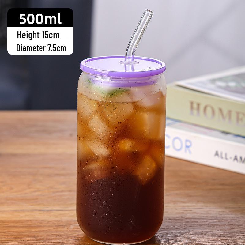 16oz High-Value Transparent Cola Cup with Bamboo Lid & Borosilicate Glass Straw, Logo Printed.